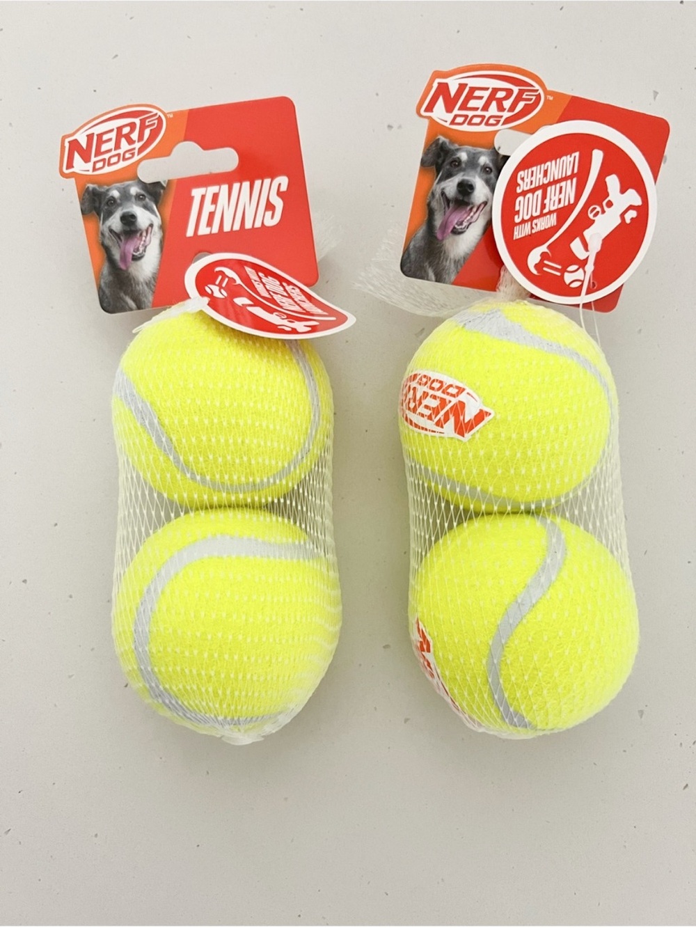 NWT Nerf Dog Tennis Balls 4 Pack 2 Sets Medium Large Dogs Fetch Squeak